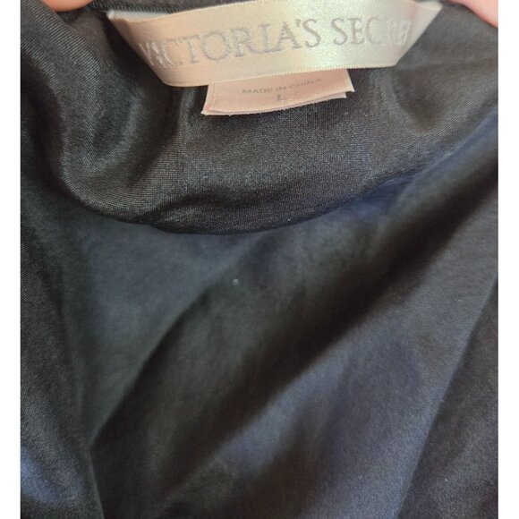 Victorias Secret Black Silk Babydoll Lingerie Large Cross-Stitch Cups Straps - Picture 4 of 8